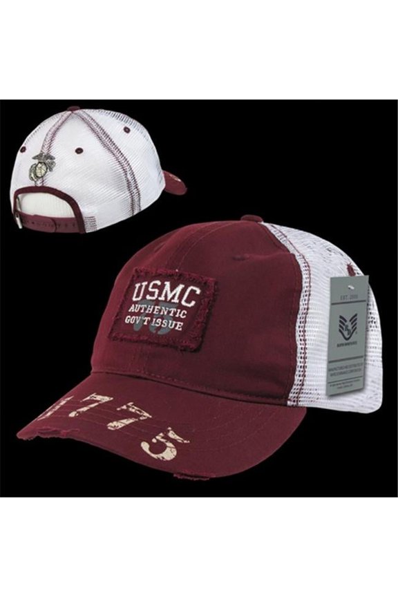 S85 Vintage Patch Military Mesh Caps-USMC Maroon