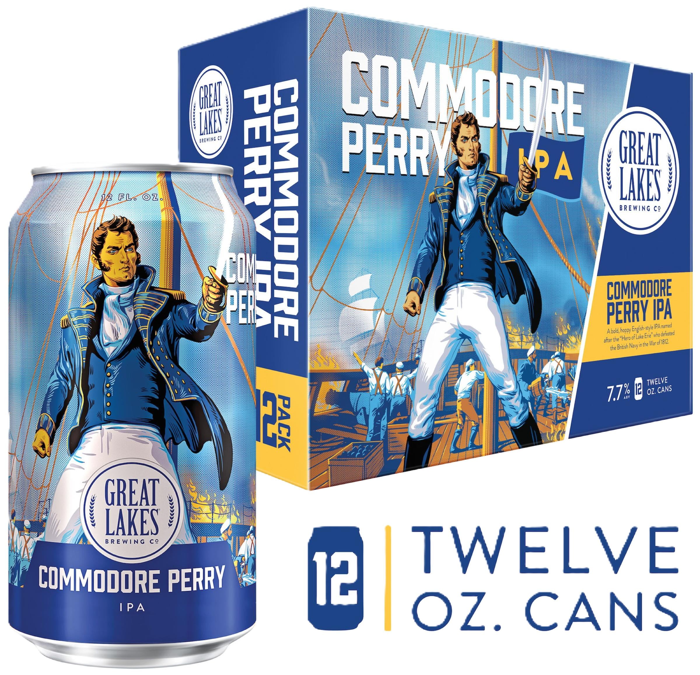Great Lakes Commodore Perry IPA Craft Beer, 12 fl oz, 12 Pack Cans