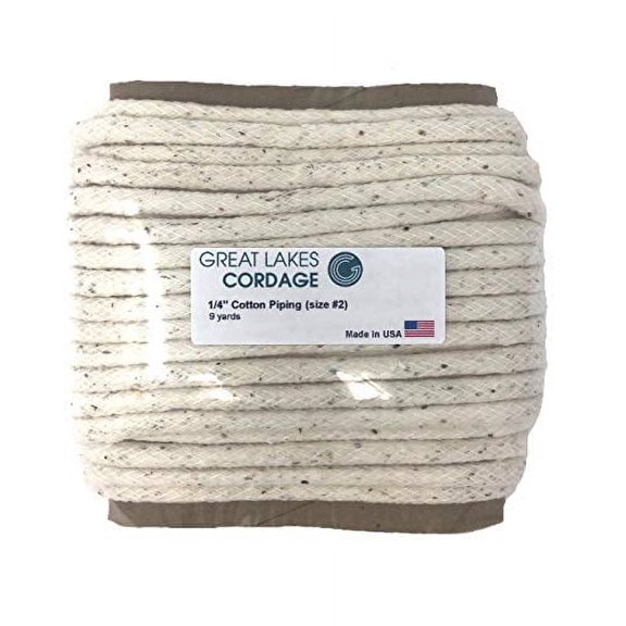 Great Lakes Cordage 1/4" Cotton Piping Cord Size 2, (9 Yards)