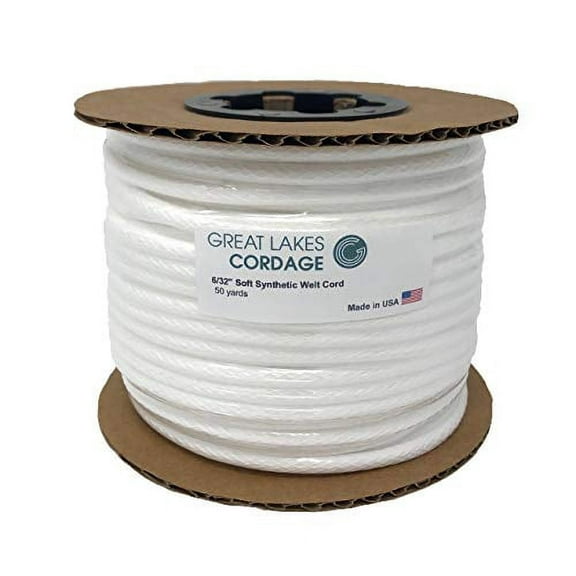 Great Lakes Cordage 6/32" Soft Upholstery Welt Cord, Braided Size 1 (50 yards)