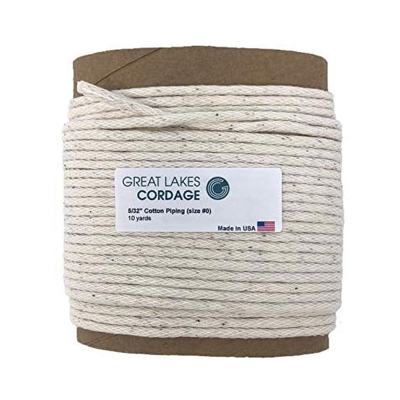 Great Lakes Cordage Cotton Piping Cord Size 0, (5/32") 10 Yards