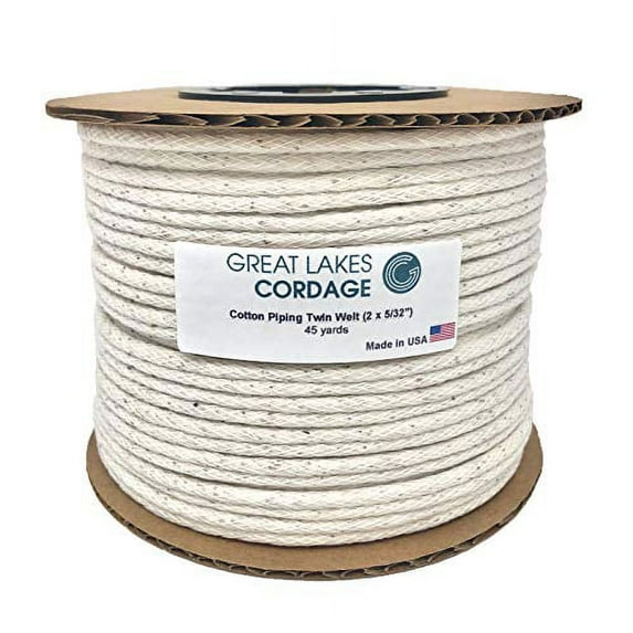 Great Lakes Cordage TWIN (DOUBLE) 5/32" Cotton Piping Welt Cord Size 0 (45 Yards)