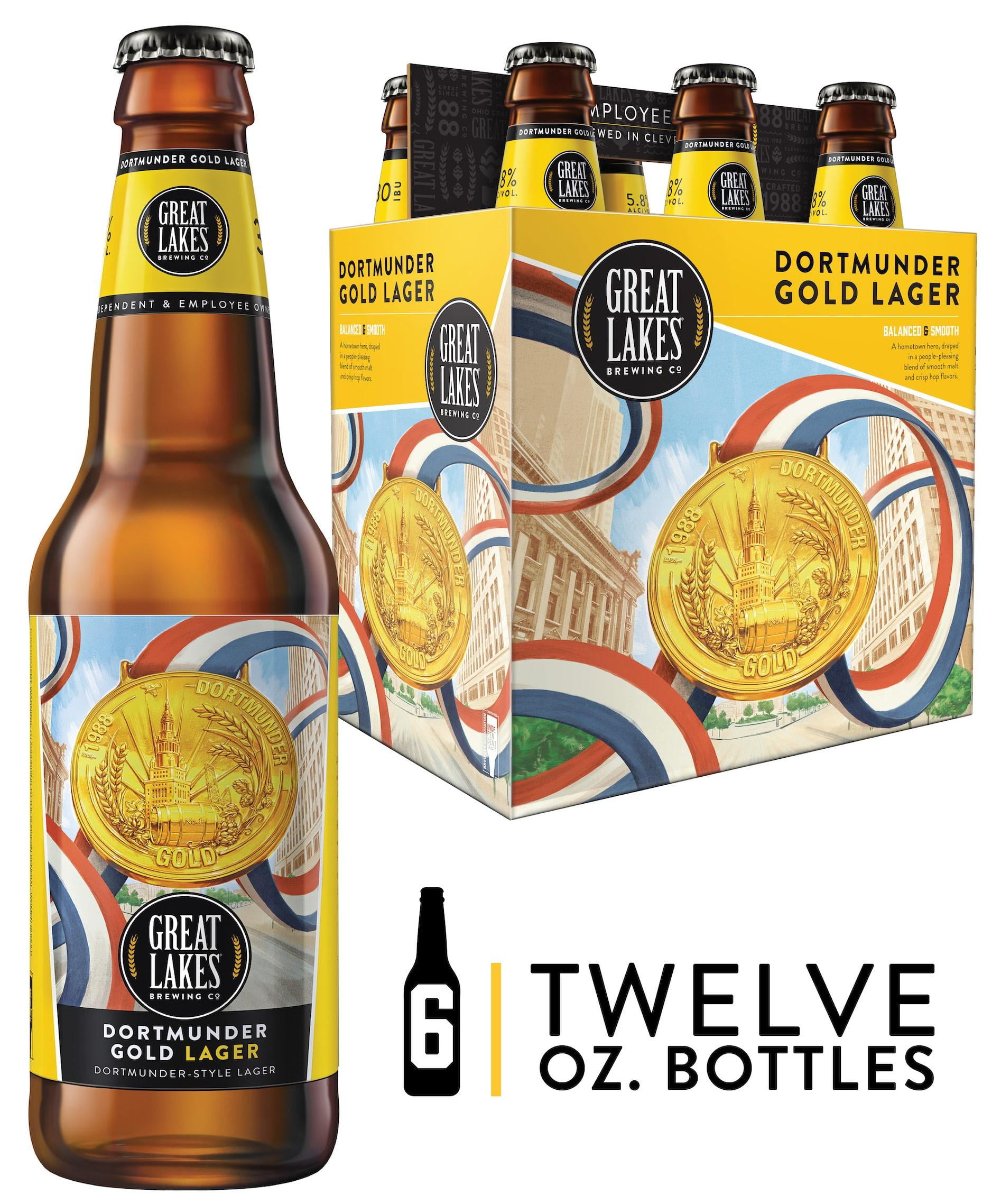 Great Lakes Dortmunder Gold Lager Craft Beer, 12 fl oz bottles, 6 pack