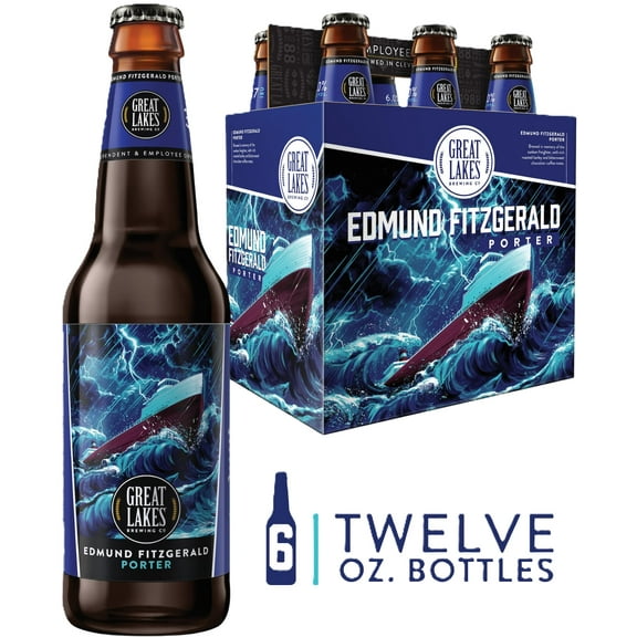 Great Lakes Edmund Fitzgerald Porter Craft Beer, 12 Fl Oz, 6 Pack Bottles, 6.0% ABV