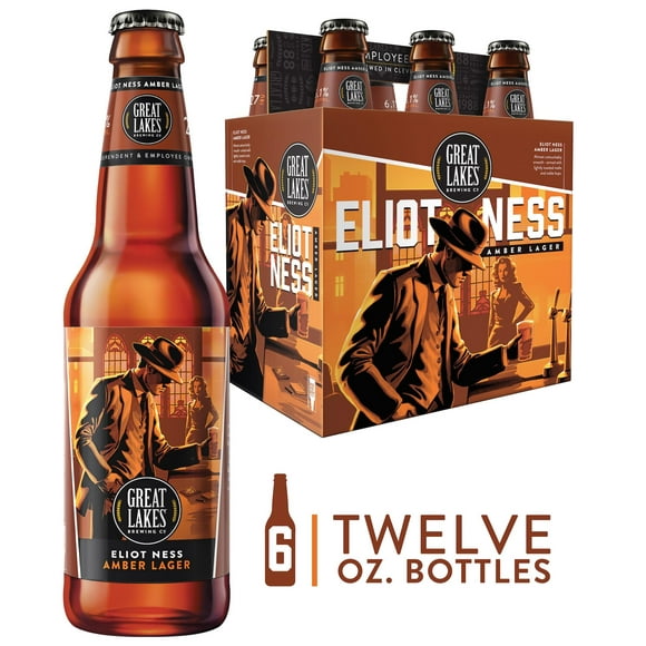 Great Lakes Eliot Ness Amber Lager Craft Beer, 12 fl oz Bottles, 6 pack, 6.1% ABV