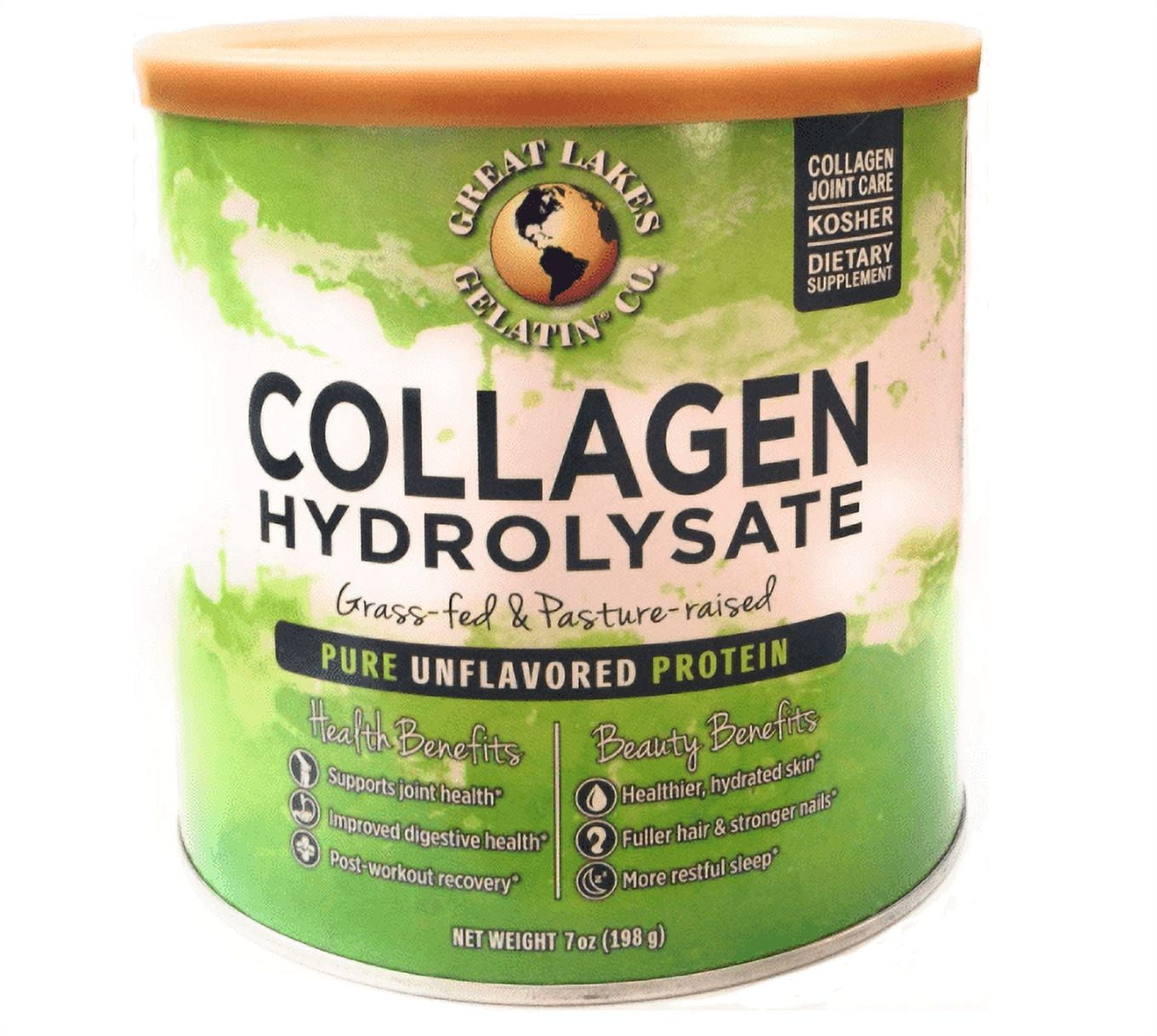 Great Lakes Gelatin, Pure Unflavored Protein Kosher Collagen Hydrolysate, PastureRaised Grass