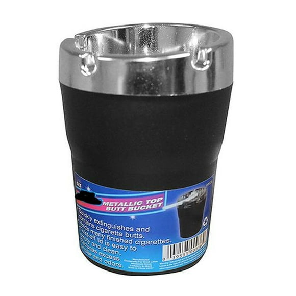 Great Lakes - Metallic Top Butt Bucket Extinguishing Contains Cigarette Butts Ashtray - Black