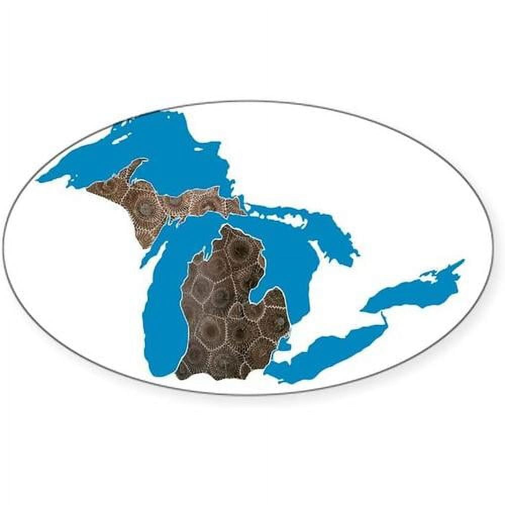 Great Lakes Michigan Petoskey Stone Sticker Oval Car Bumper Sticker
