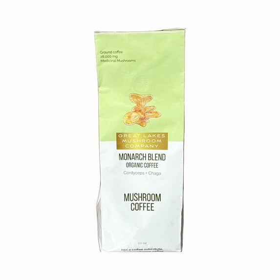 Great Lakes Mushroom Company Monarch Blend Light Roast Organic Mushroom Coffee 10 oz.