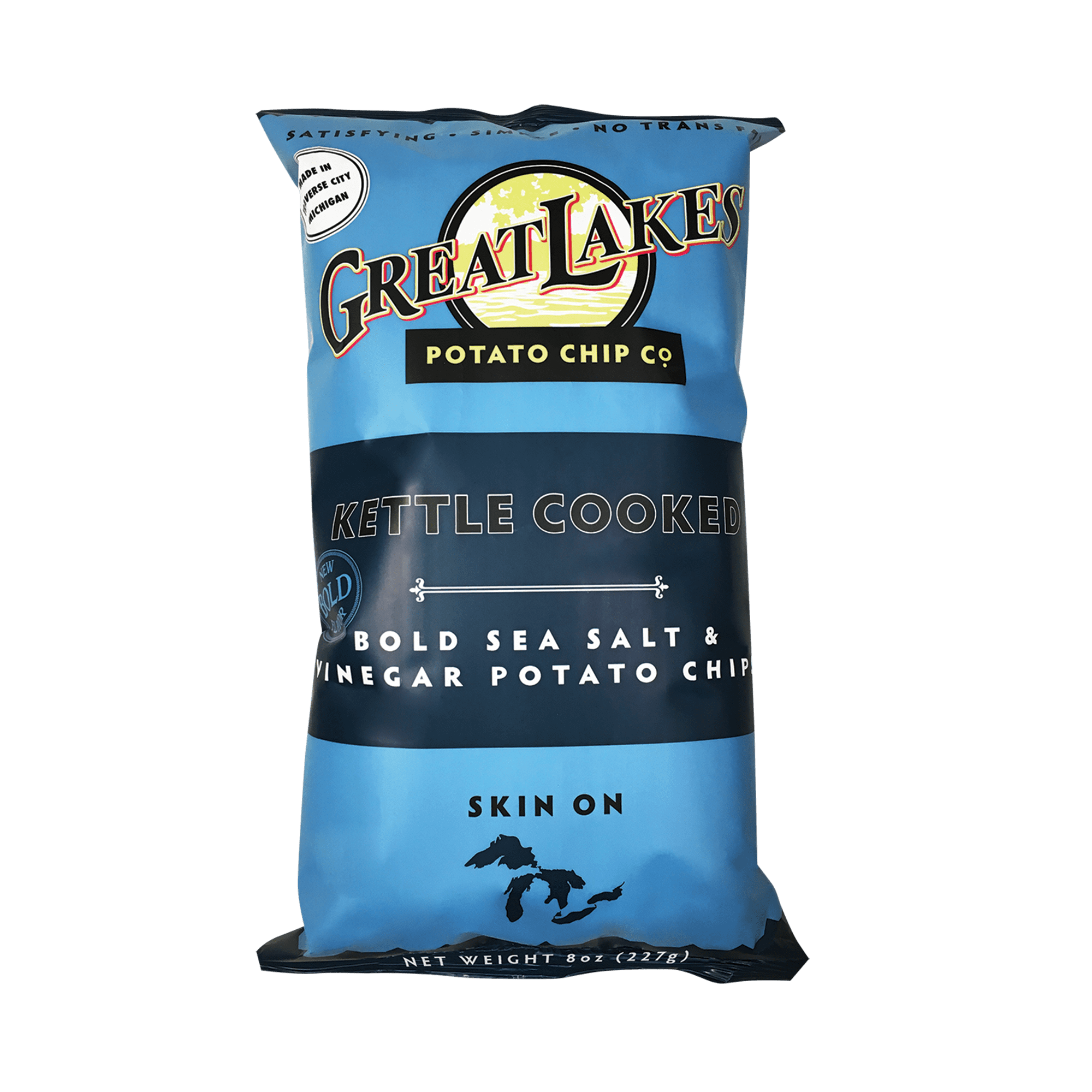 Great Lakes Potato Chips Kettle Chips Bold Sea Salt and Vinegar, 8 oz