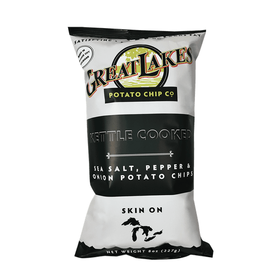 Great Lakes Potato Chips Kettle Chips Sea Salt, Pepper & Onion, 8 oz