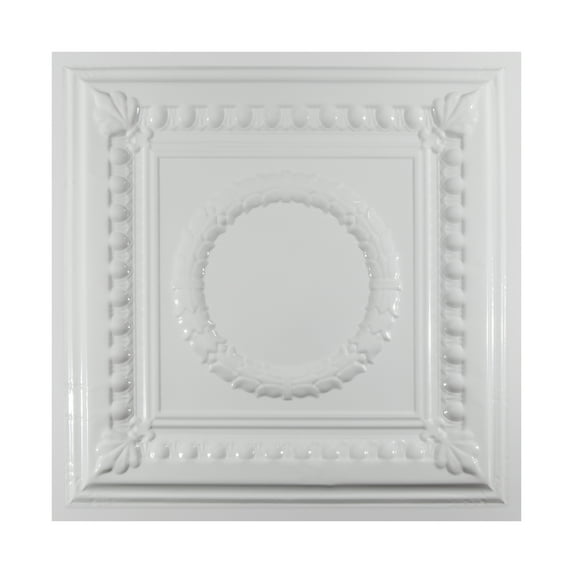 Great Lakes Tin 2ft x 2ft Cleveland Gloss White Lay-In Ceiling Tile (5-Pack)