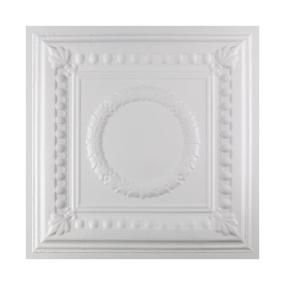 Great Lakes Tin 2ft x 2ft Cleveland Matte White Lay-In Ceiling Tile (5-Pack)