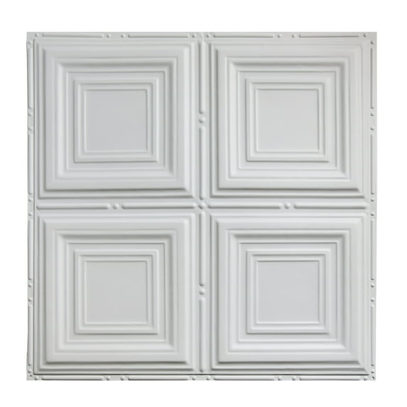 Great Lakes Tin 2ft x 2ft Syracuse Matte White Nail-Up Ceiling Tile (5-Pack)