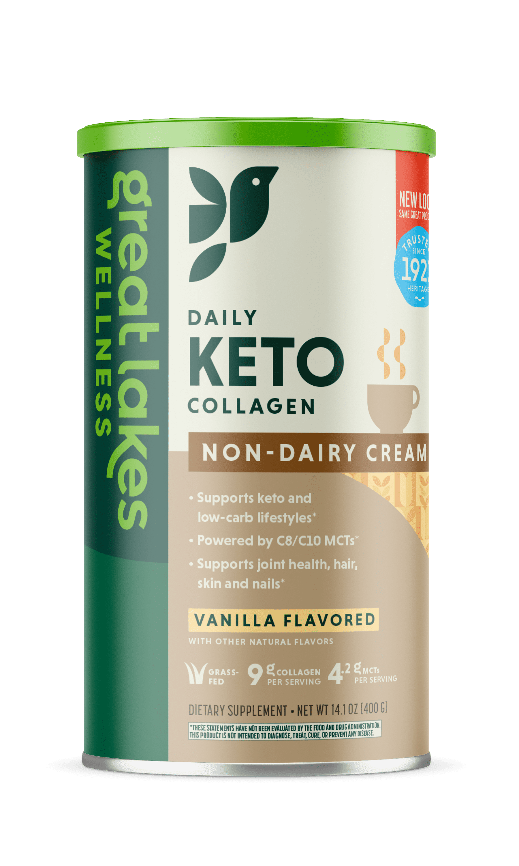 Great Lakes Wellness Daily Keto Collagen NonDairy Creamer, Vanilla (14