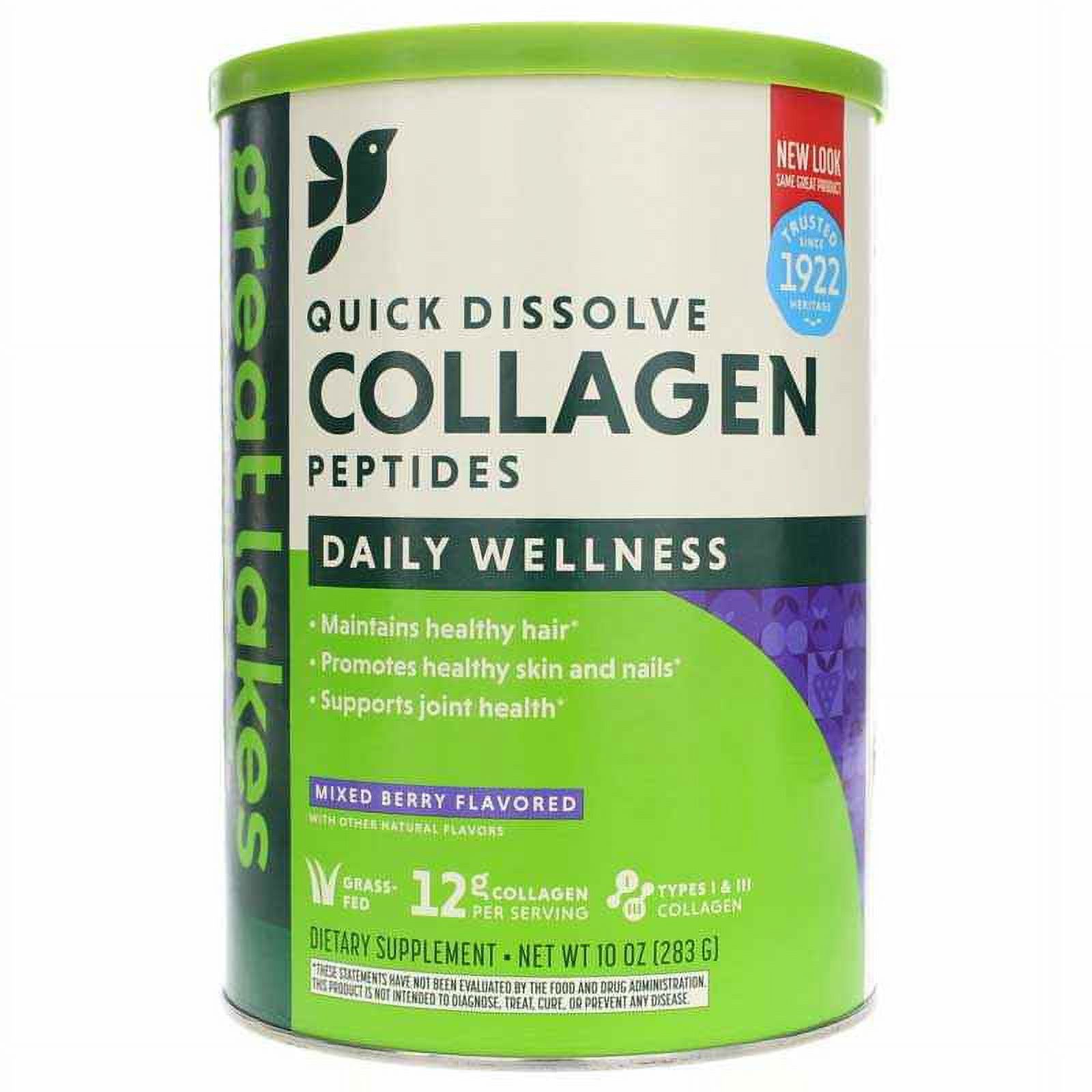Great Lakes Wellness Quick Dissolve Collagen Peptides Mixed Berry 10