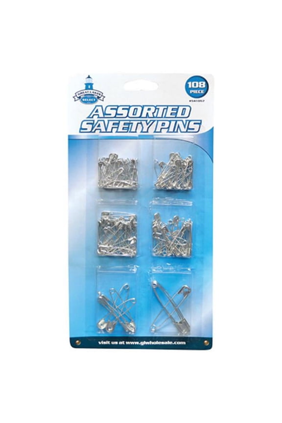 Great Lakes Wholesale 205578 108 PC Safe Pin Assorted