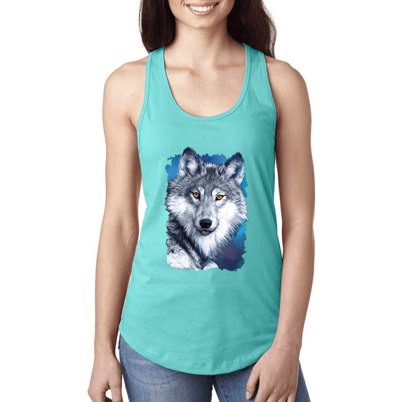 Great Lakes Wolf Animal Lover Ladies Racerback Tank Top