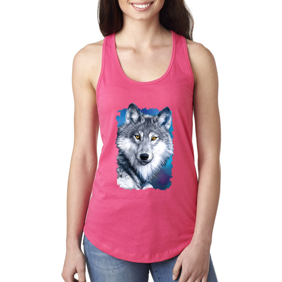 Great Lakes Wolf Animal Lover Ladies Racerback Tank Top