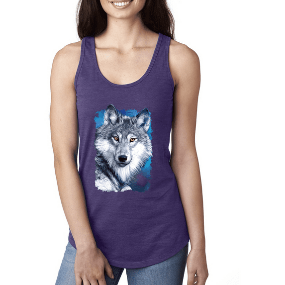 Great Lakes Wolf Animal Lover Ladies Racerback Tank Top