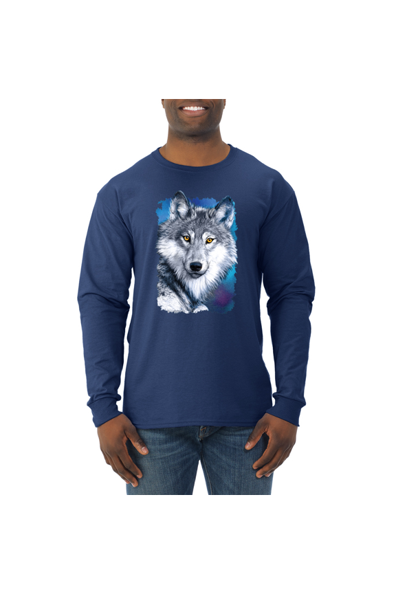 Great Lakes Wolf Animal Lover Mens Long Sleeve Shirt