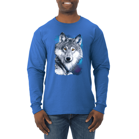 Great Lakes Wolf Animal Lover Mens Long Sleeve Shirt