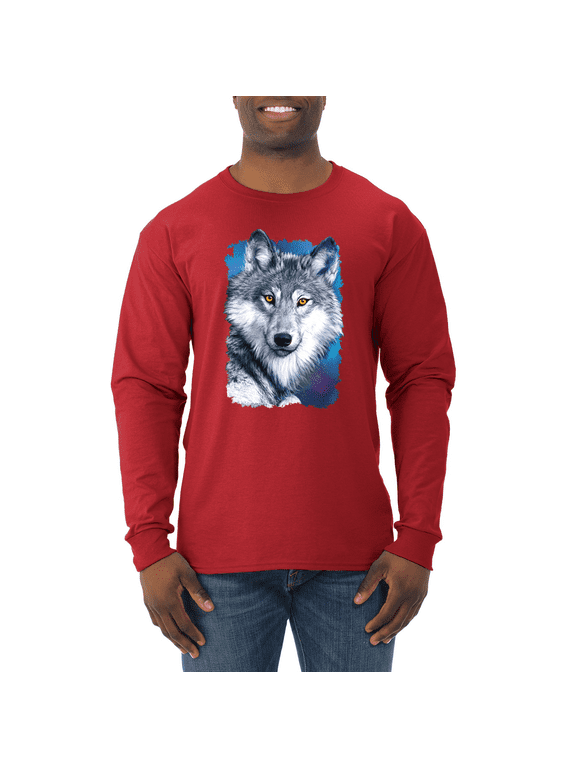 Great Lakes Wolf Animal Lover Mens Long Sleeve Shirt