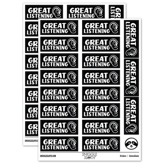 Great Listening Ear Teacher Student School Sticker Set - Black - Gloss Finish - 2.00" Large