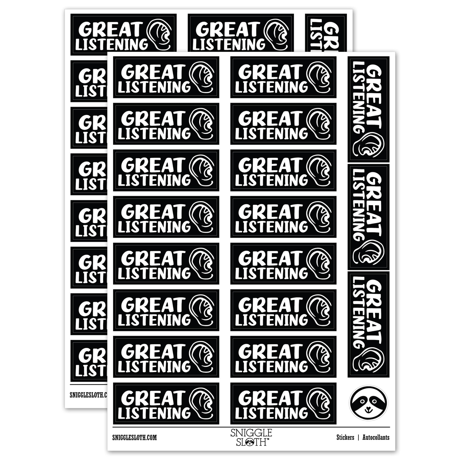 Great Listening Ear Teacher Student School Sticker Set - Black - Matte ...