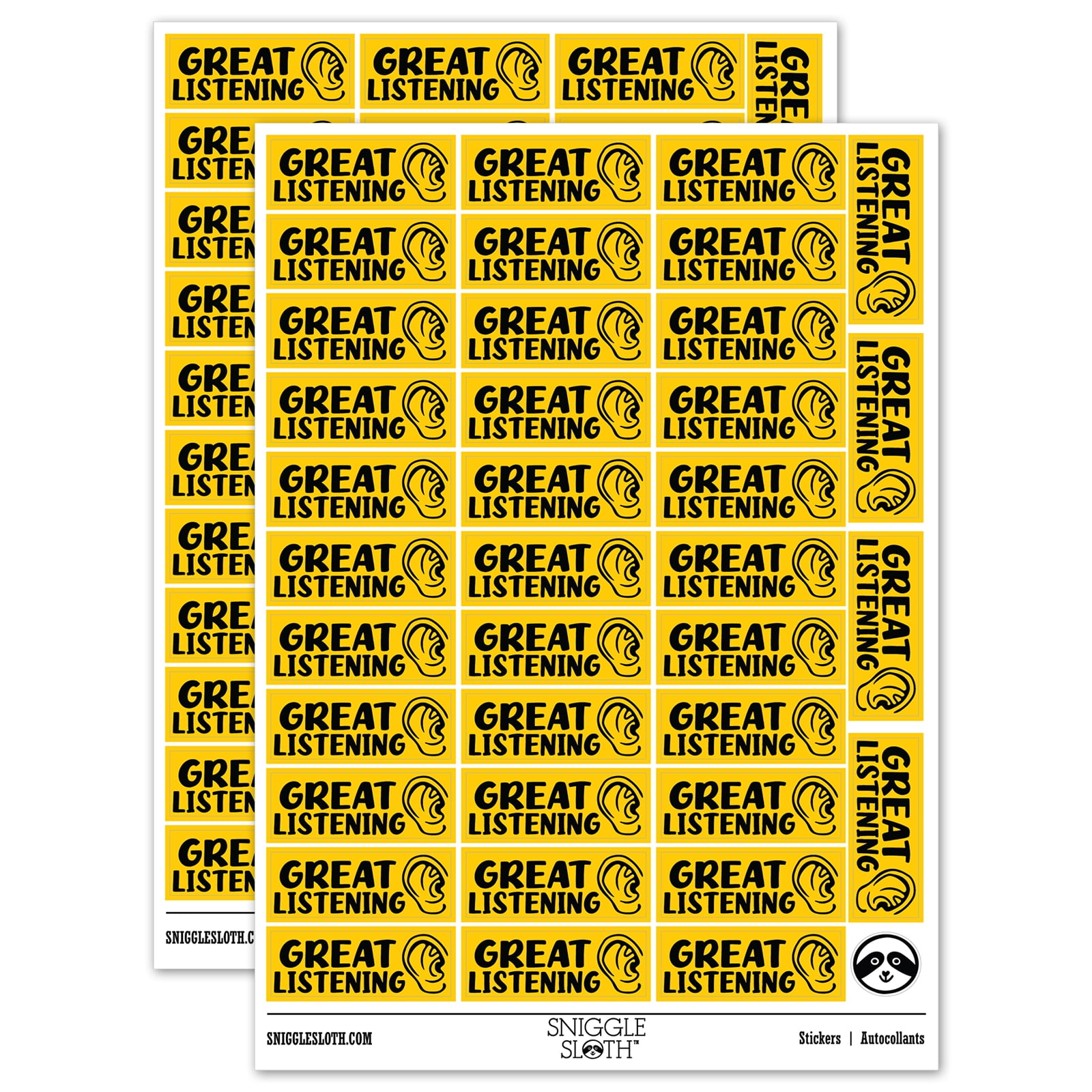 Great Listening Ear Teacher Student School Sticker Set - Yellow - Gloss ...