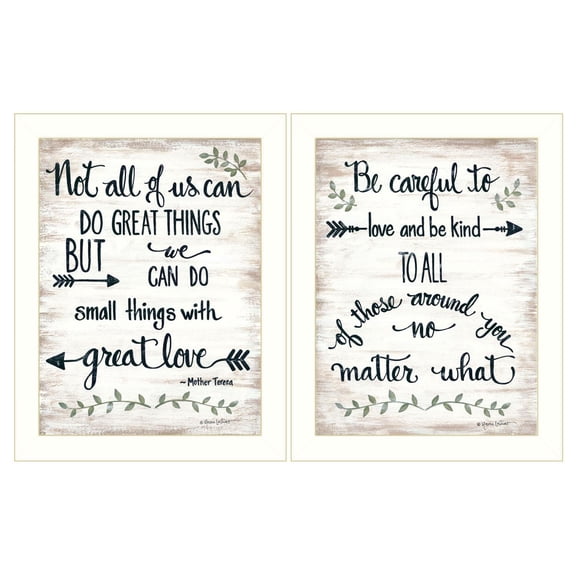 Trendy Decor4U "Great Love" 2-Piece Vignette by Annie LaPoint, White Frame