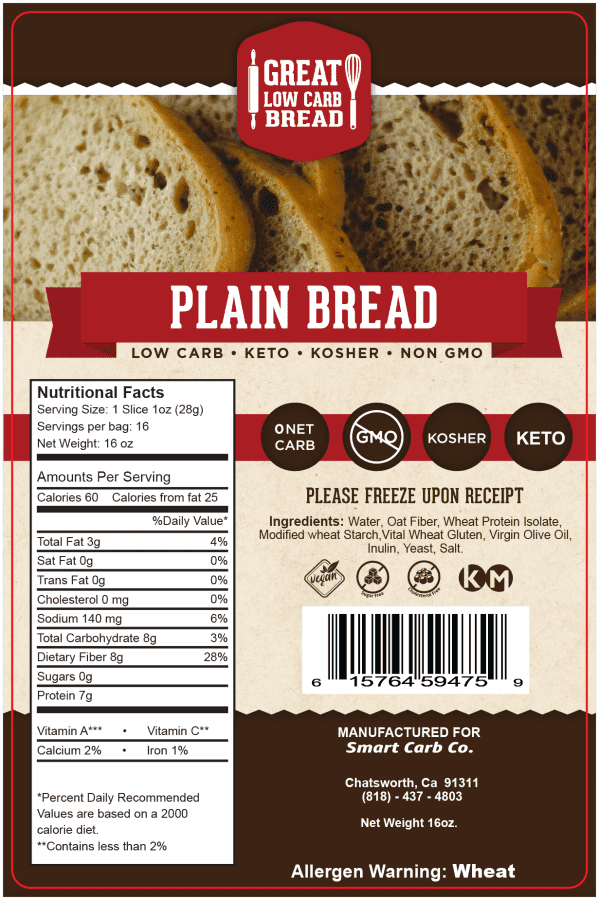 Great Low Carb Bread Company Plain Bread 2 Pack 16 oz