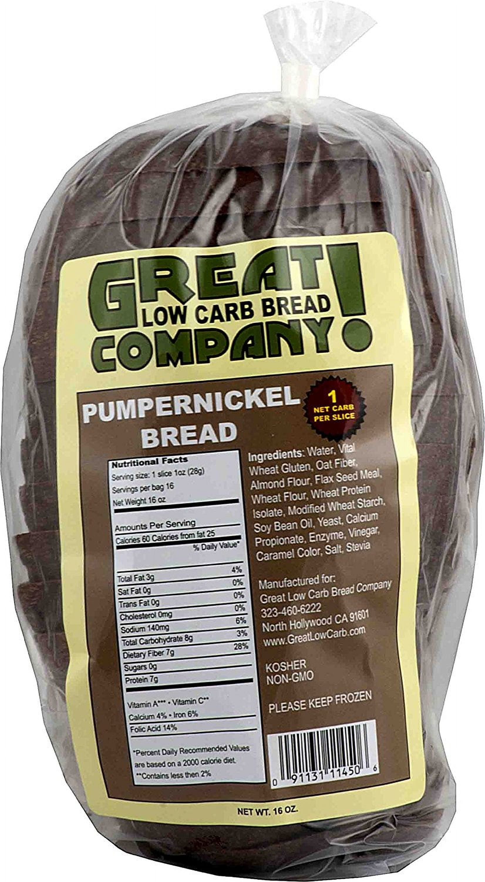 Great Low Carb Bread Company 1 Net Carb, 16 oz, Pumpernickel Bread