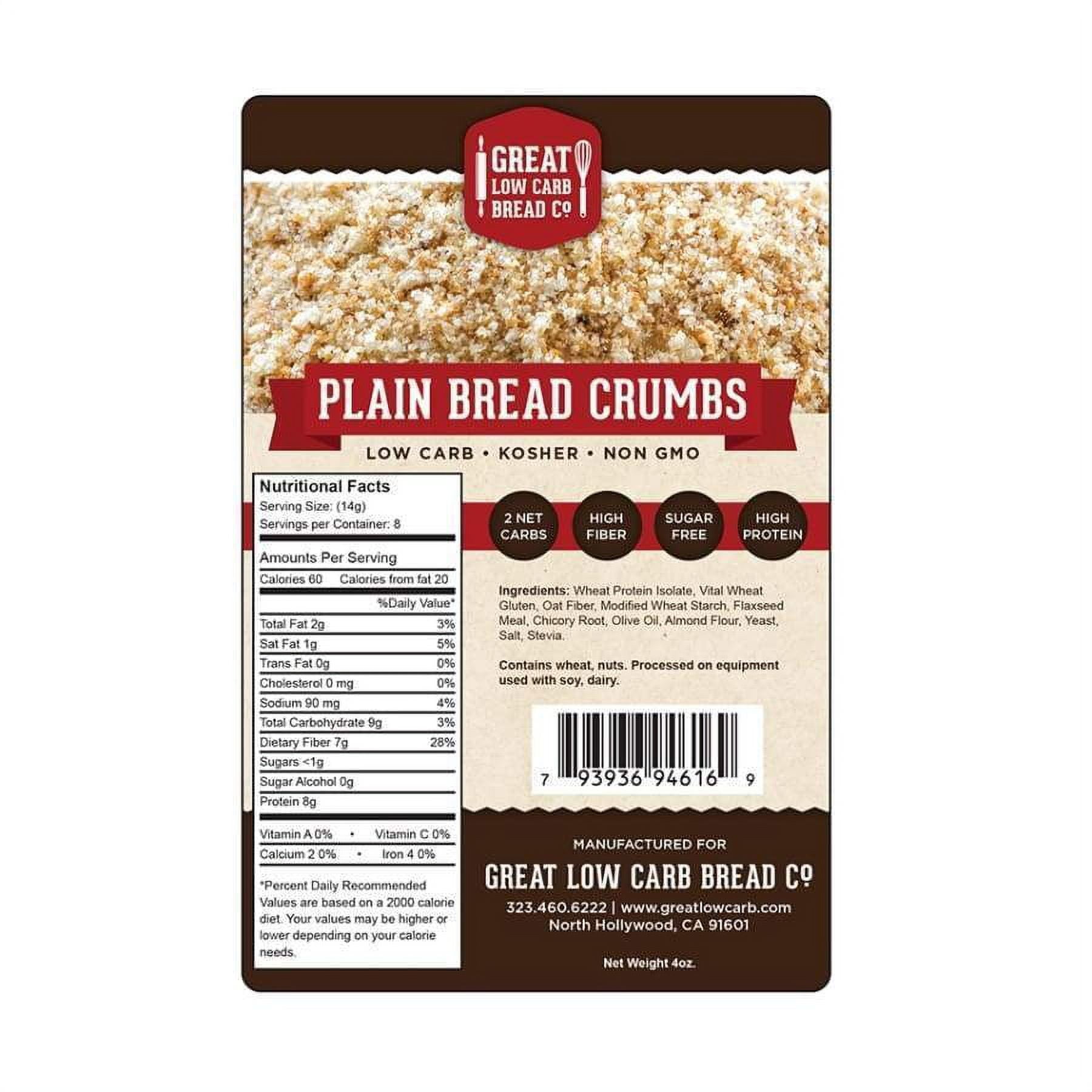 Great Low Carb Bread Crumbs (4oz) Plain Size One Pack