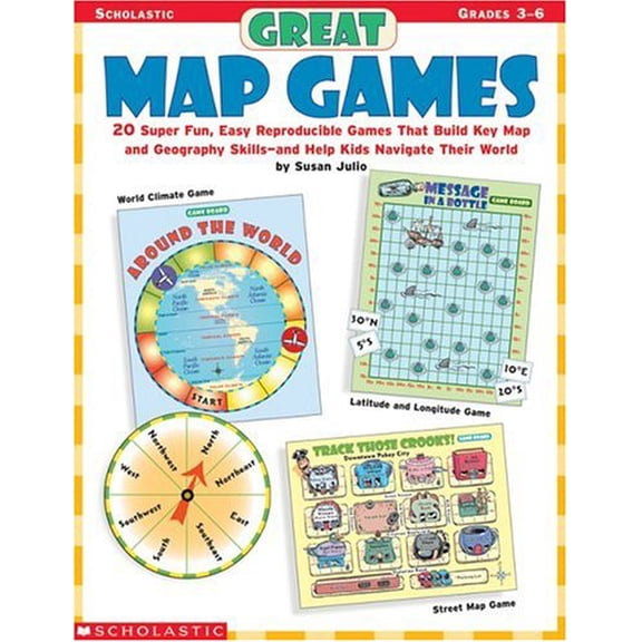 Pre-Owned Great Map Games: 20 Super Fun, Easy Reproducible Games That Build Key Map and Geography Skills by Susan Julio (Paperback) English