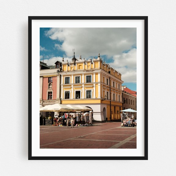 Great Market Square, Zamość 02 - Zamość Lubelskie Poland Photography Architecture Vintage Cityscape Travel Poster Street Photography Black Framed Wall Art Print 6 x 8 inches