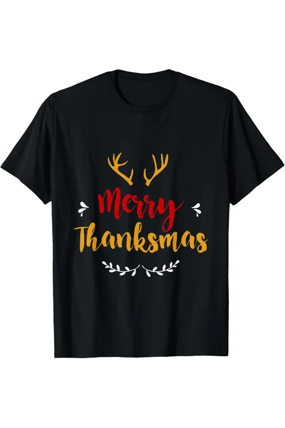 Great Merry Thanksmas Festive Thanksgiving Holiday Crossover Unisex T-Shirt, up to size 5XL