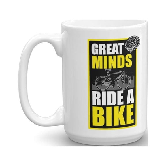 Great Minds Ride A Bike Coffee & Tea Gift Mug for a Genius Biker and Cup Gifts for Men & Women Cyclist (15oz)