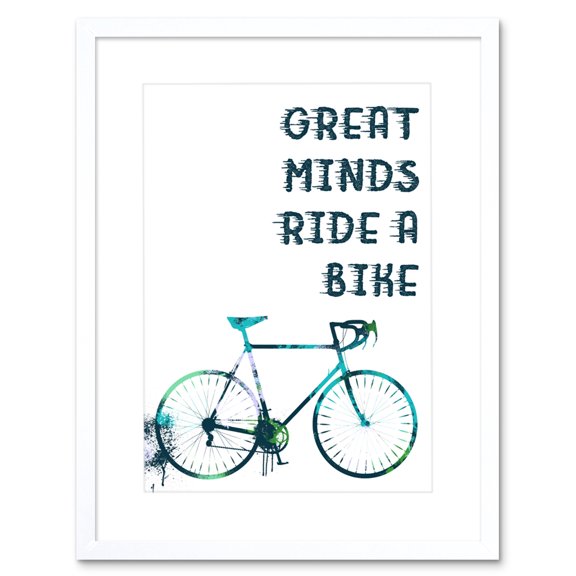 Great Minds Ride A Bike Paint Splat Artwork Framed Wall Art Print 9X7 Inch