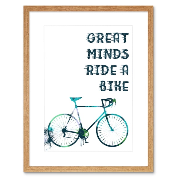 Great Minds Ride A Bike Paint Splat Artwork Framed Wall Art Print 9X7 Inch