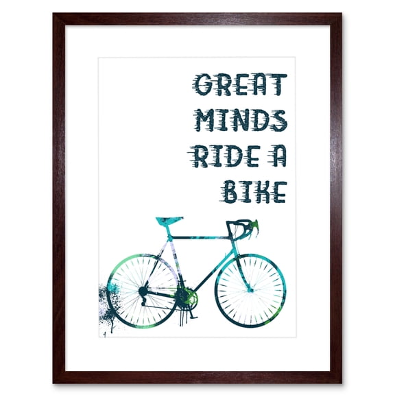 Great Minds Ride A Bike Paint Splat Artwork Framed Wall Art Print 9X7 Inch