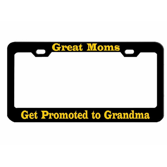 Great Moms GET Promoted to Grandma Style Metal License Plate Frame Personalized/Car Accessories Car Tag Holder Cover (Black/Yellow)