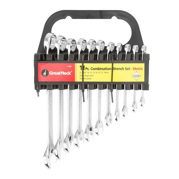 Great Neck 51005 Metric Combination Wrench 11 Piece Set With Rack
