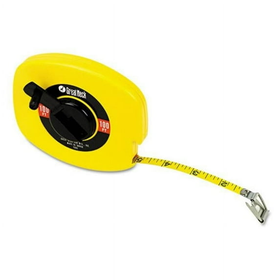 Great Neck Saw Mfg. 100E English Rule Measuring Tape- 3/8'' x 100ft- Steel- Yellow