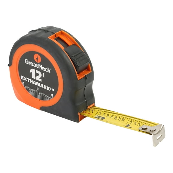 GreatNeck ExtraMarkTape Measure, Easy to Read, 12' x 5/8"