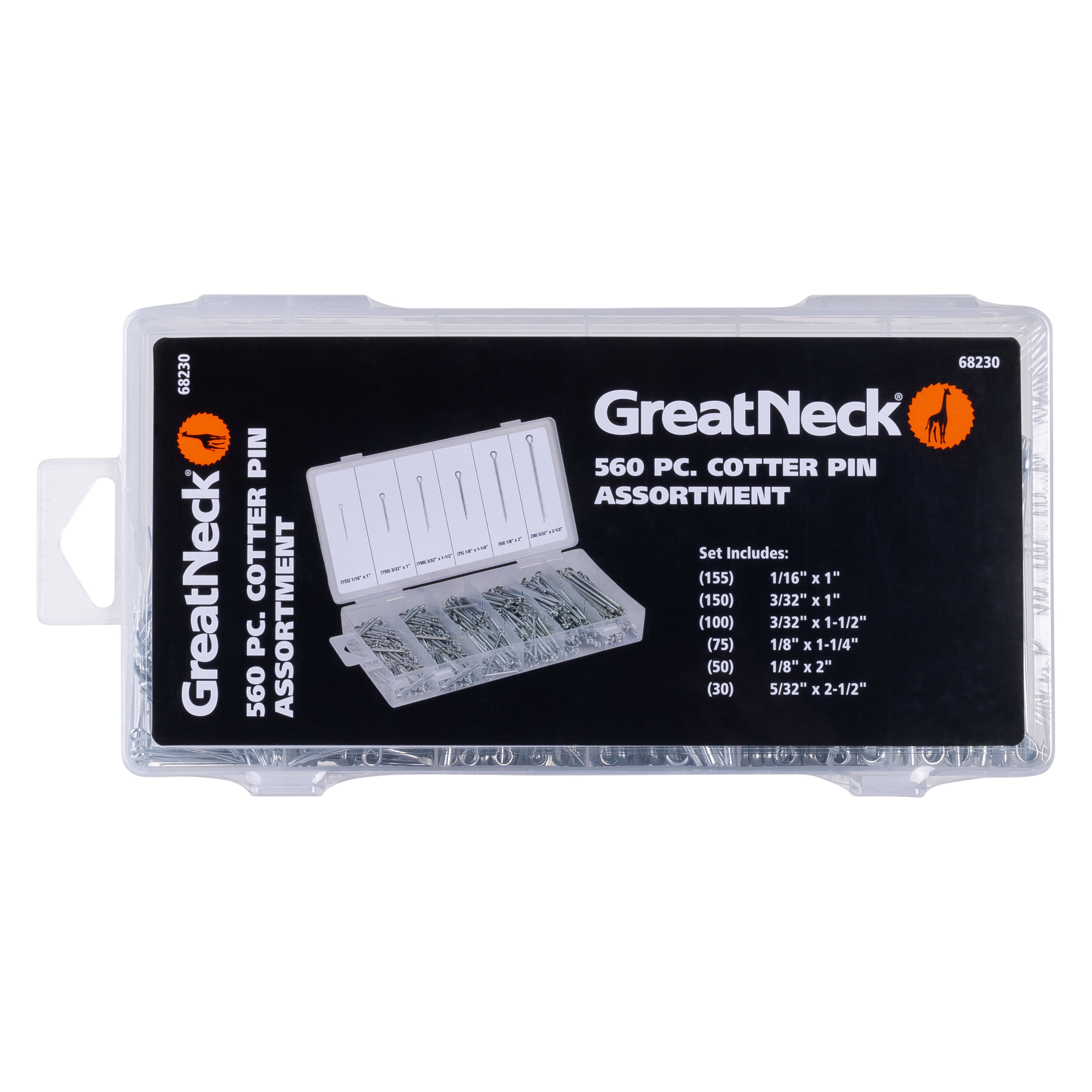 Great Neck Tools Cotter Pin Assortment, 560 Piece Set