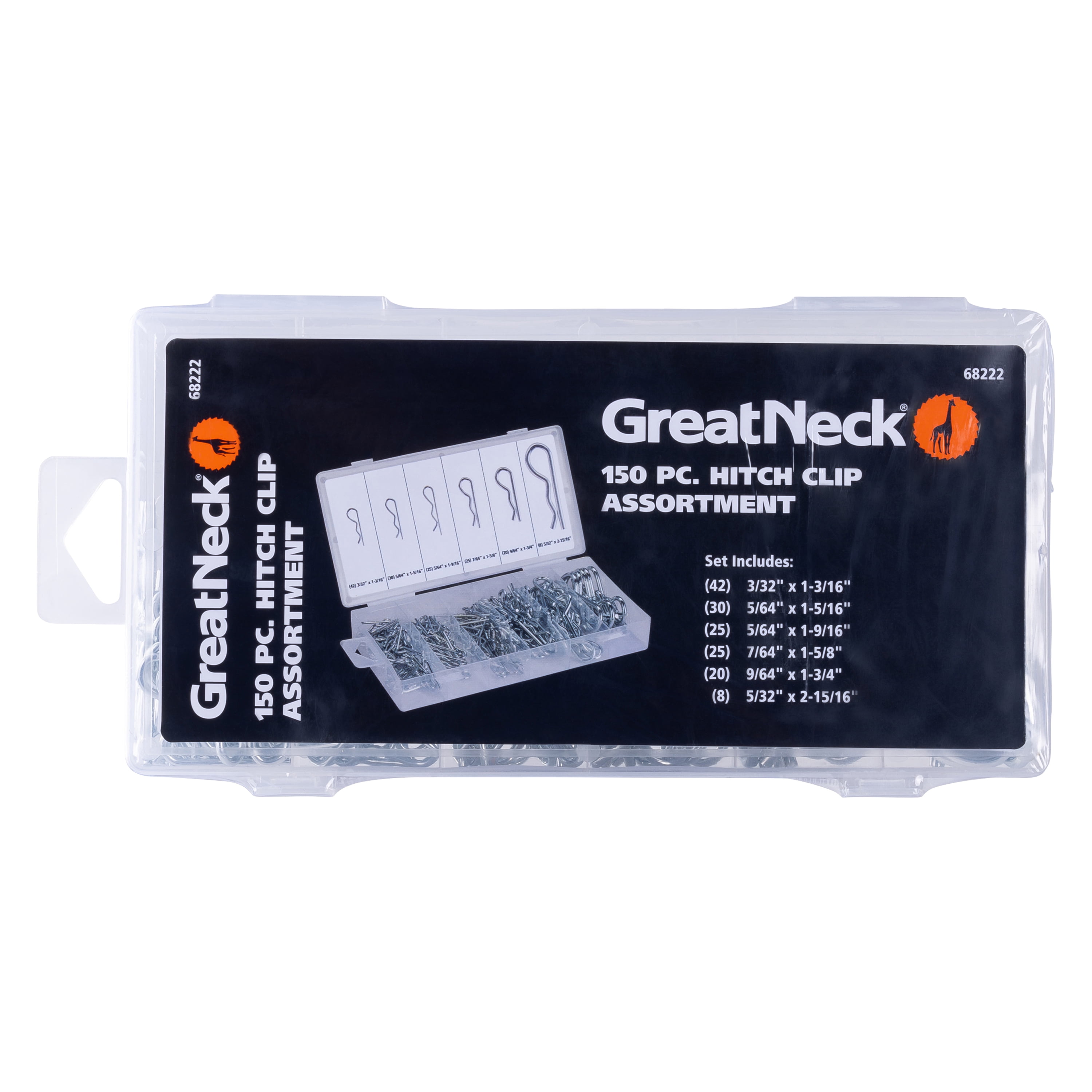 Great Neck Tools Hitch Clip Assortment, 150 Piece Set