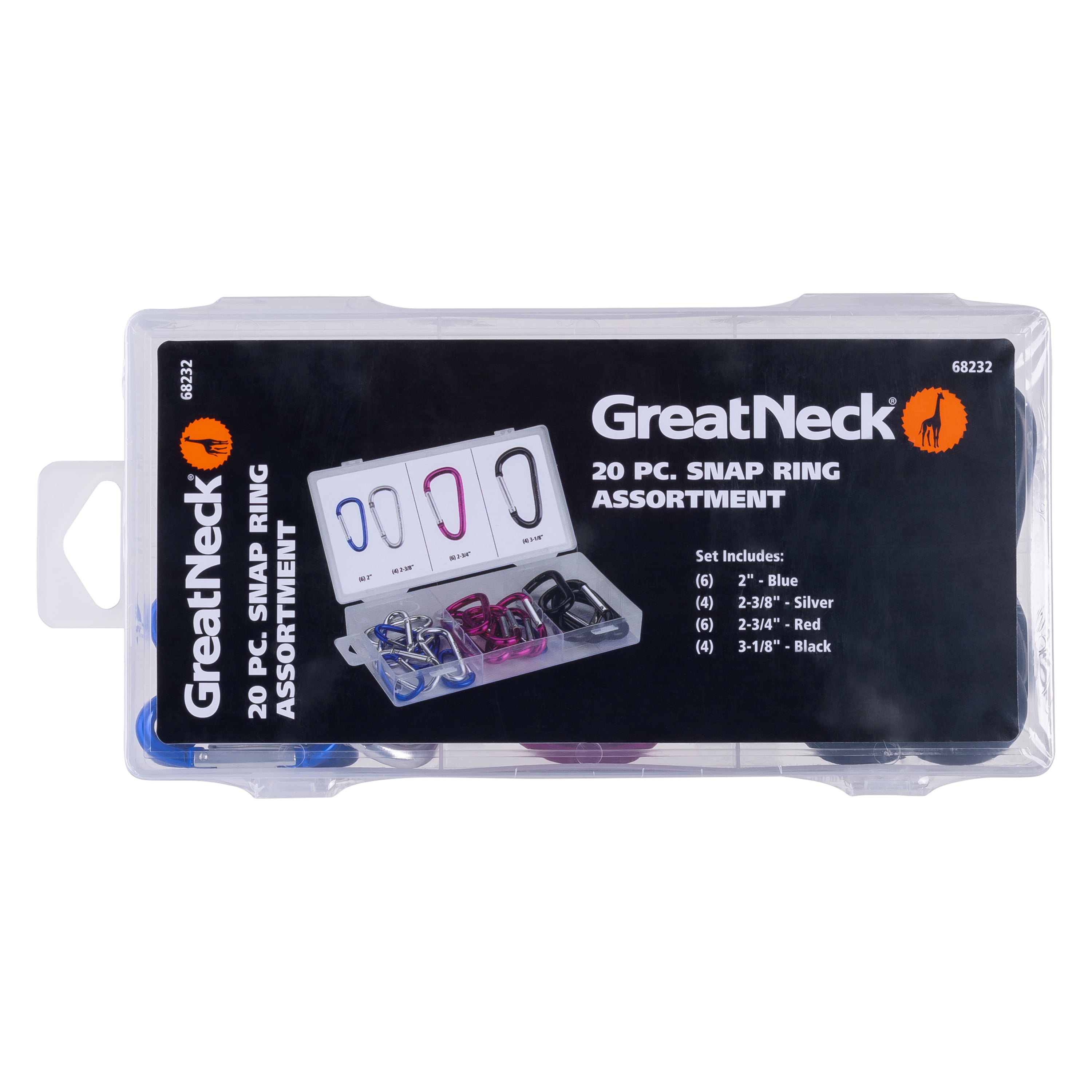 Great Neck Tools Snap Ring Assortment, 20 Piece Set, Multicolor