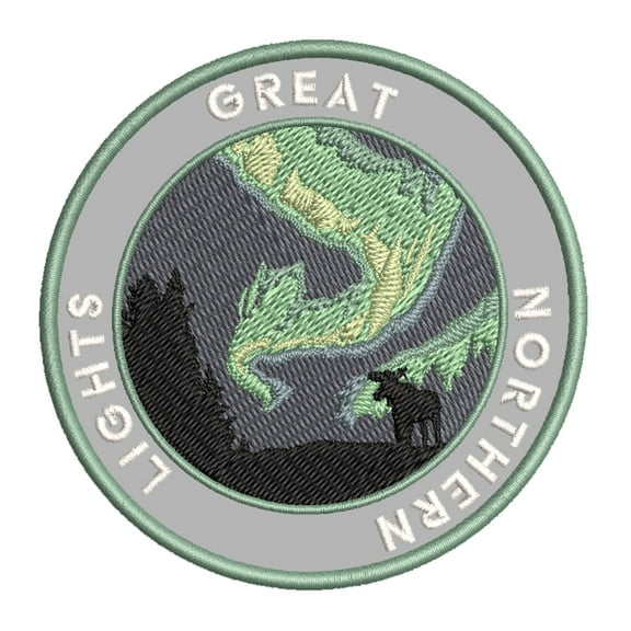 Great Northern Lights 3.5 Inch Iron Or Sew On Embroidered Fabric Badge Patch Seek Adventure, National Park Iconic Series