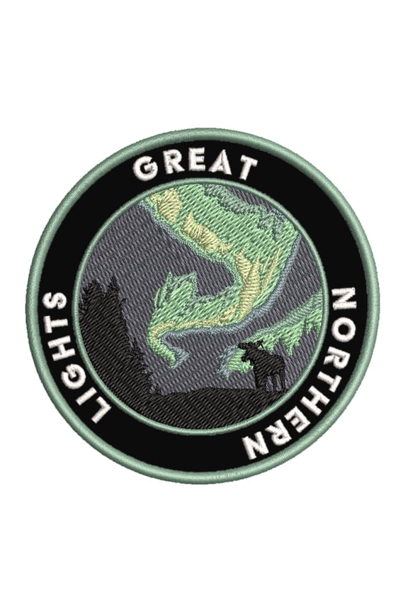 Great Northern Lights 3.5 Inch Iron Or Sew On Embroidered Fabric Badge Patch Seek Adventure, National Park Iconic Series